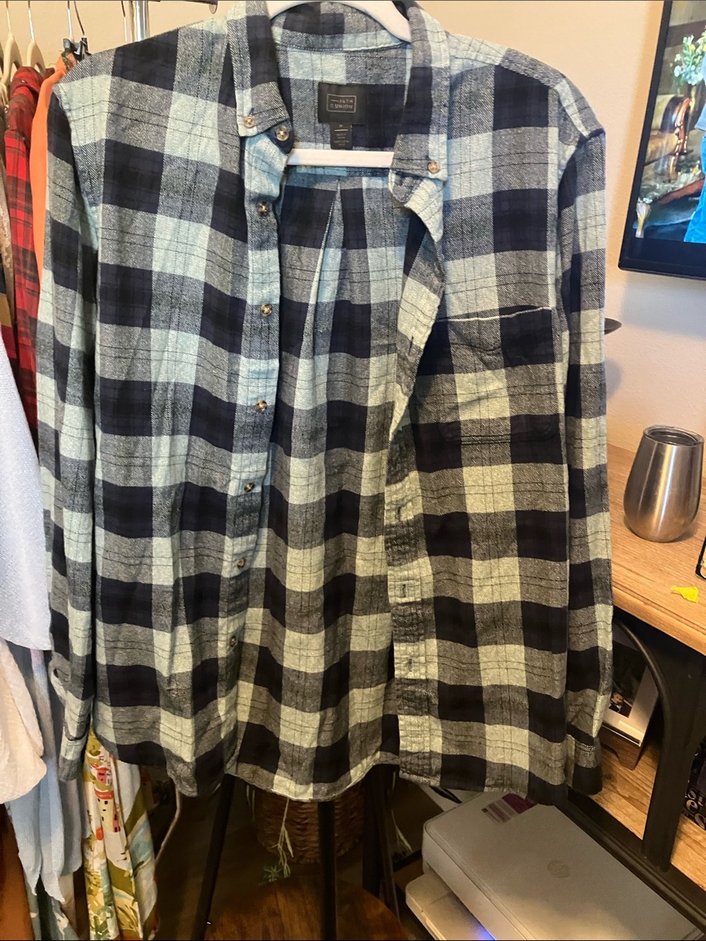 14th & Union Light Blue and Navy Plaid Button-Down Shirt